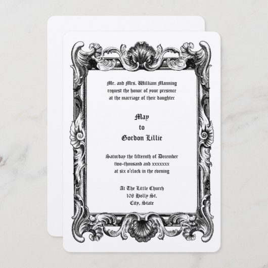 Invitation Baroque Rococo Rocaille Frame Mariage (Devant / Derrière)