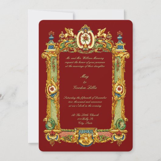 Invitation Baroque Rococo Rocaille Griffins Frame Wedding (Devant)
