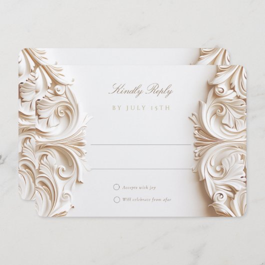 Invitation Baroque RSVP Card for Wedding (Devant / Derrière)
