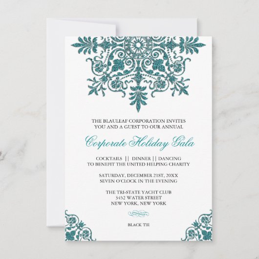 Invitation Baroque Turquoise Parties scintillant Look Fête de (Devant)