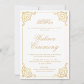 Invitation Baroque Walima Blanc musulman musulman Mariage (Devant)