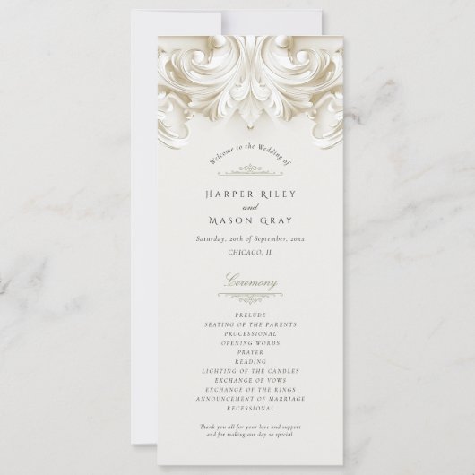 Invitation Baroque Wedding Ceremony Program (Devant)