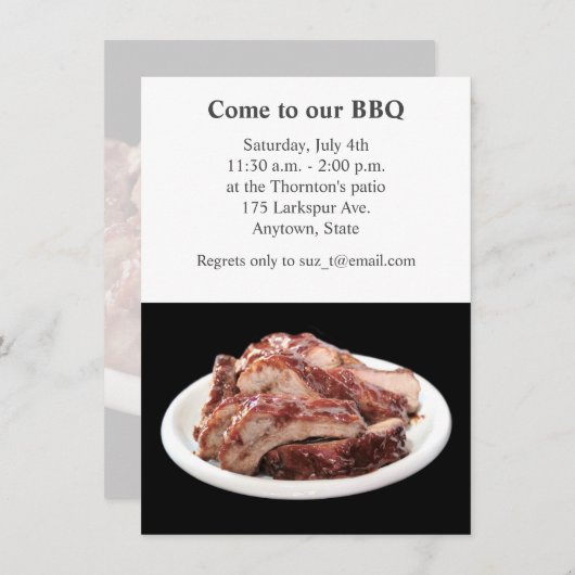 Invitation Barrage à dos de bébé barbecue (Devant / Derrière)