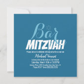 Invitation Barre blanche géométrique bleu Mitzvah (Devant)