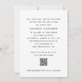 Invitation Barre blanche ultra moderne mitzvah QR CODE RSVP (Dos)