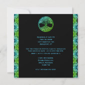 Invitation Barre bleue et verte Mitzvah Arbre de vie Invitati (Dos)