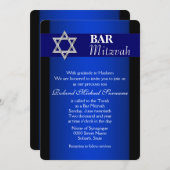 Invitation Barre bleue mitzvah bleu arrière - plan (Devant / Derrière)