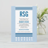 Invitation Barre bleue Mitzvah de Tallit de monogramme (Debout devant)