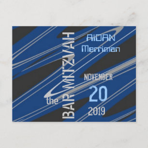 Invitation Barre bleue Mitzvah de vague