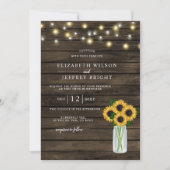 Invitation Barre Bois Chaîne Lumières Mariage (Devant)