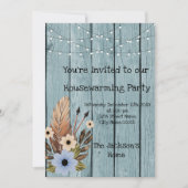 Invitation Barre Bois Rustique Eucalyptus Fête de réchauffeme (Devant)