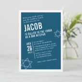 Invitation BARRE BOLD MITZVAH angle moderne simple marine bla (Debout devant)