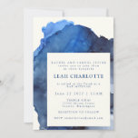 Invitation Barre d'aquarelle Abstraite bleu branchée Mitzvah<br><div class="desc">Blue Indigo Abstrait Watercolor Bat Bar Mitzvah Invitation</div>