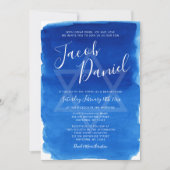 Invitation Barre d'aquarelle bleu Mitzvah (Devant)