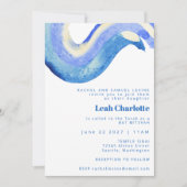 Invitation Barre d'aquarelle bleue Abstraite moderne Mitzvah (Devant)