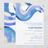 Invitation Barre d'aquarelle bleue Abstraite moderne Mitzvah (Devant / Derrière)