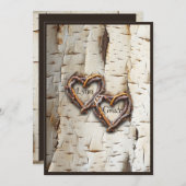 Invitation Barre de bouleau blanc Coeurs de bâtonnets rustiqu (Devant / Derrière)