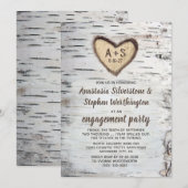 Invitation Barre de bouleau Rustique Pays Partie d'engagement (Devant / Derrière)