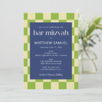 Barre de contrôle bleu vert moderne Mitzvah RSVP
