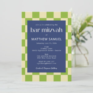 Invitation Barre de contrôle bleu vert moderne Mitzvah RSVP