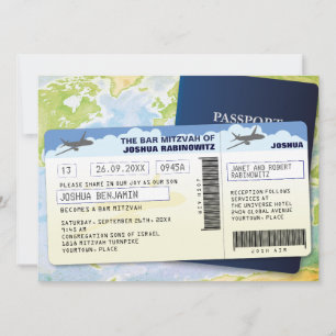 Invitation Barre de documents de voyage ou Bat mitzvah