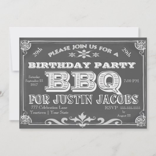 Invitation Barre de fête d'anniversaire B Que (Devant)