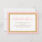 Invitation Barre de Parties scintillant rose et or Mitzvah In (Devant)