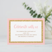 Invitation Barre de Parties scintillant rose et or Mitzvah In (Debout devant)
