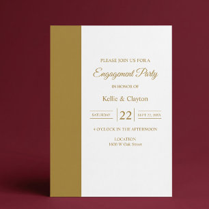 Invitation Barre d'Or Minimaliste Moderne Fête de Fiançailles