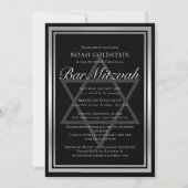 Invitation Barre Formelle Noire Silver élégant Mitzvah (Devant)