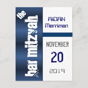 Invitation Barre métallique bleue Mitzvah
