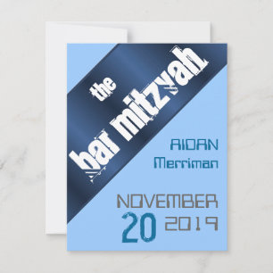Invitation Barre métallique bleue Mitzvah