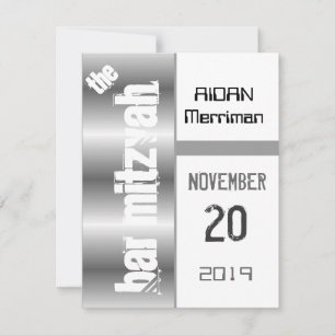 Invitation Barre métallique gris Mitzvah