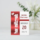 Invitation Barre métallique rouge Mitzvah (Debout devant)