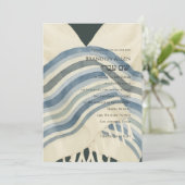 Invitation Barre Mitzvah Bleu Blanc Gris Gris Tallit (Debout devant)