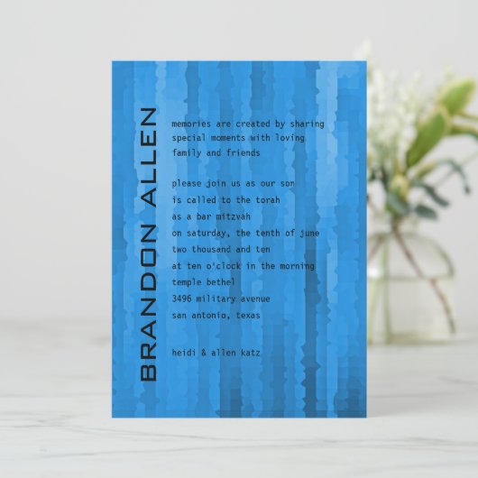 Invitation Barre Mitzvah Blue Techno Streaks (Debout devant)