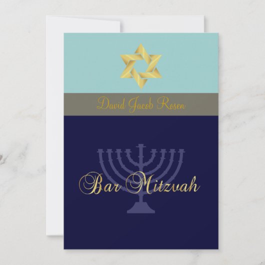 Invitation Barre Mitzvah/light + bleu foncé (Devant)