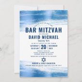 Invitation Barre Mitzvah moderne Gras Marine Typographie Blue (Devant)