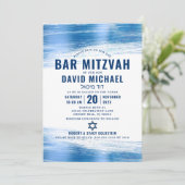 Invitation Barre Mitzvah moderne Gras Marine Typographie Blue (Debout devant)