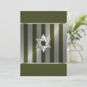 Invitation Barre Mitzvah Moss Green et Silver Stripe (Debout devant)