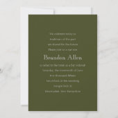 Invitation Barre Mitzvah Moss Green et Silver Stripe (Dos)