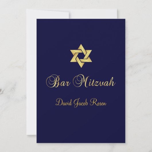 Invitation Barre Mitzvah/noir/or/do-it-yourself couleur arriè (Devant)