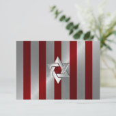 Invitation Barre Mitzvah Rouge et Argent Bande avec étoile (Debout devant)