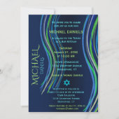 Invitation Barre Mitzvah Shawl de prière bleue et verte (Devant)
