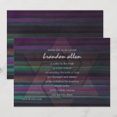 Invitation Barre Mitzvah Tone Violet rayures (Devant / Derrière)