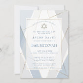 Invitation Barre moderne Blue and Grey Lines Mitzvah (Devant)