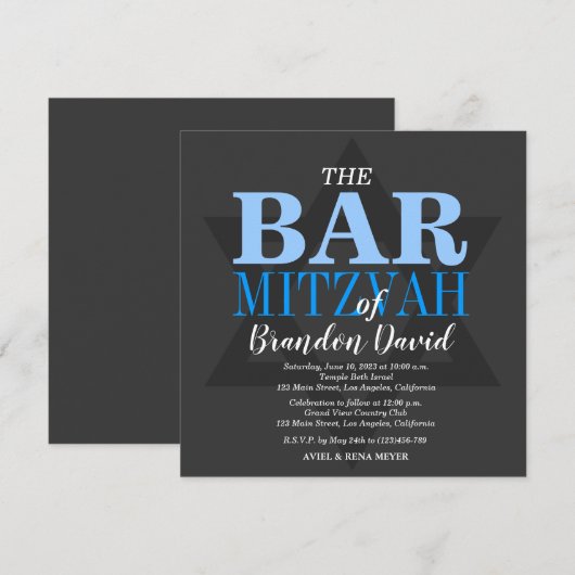 Invitation Barre moderne Mitzvah Annonces personna (Devant / Derrière)