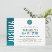 Invitation BARRE MONOGRAM MODERNE BARRE MITZVAH BARRE latéral (Debout devant)