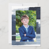 Invitation Barre photo dorée bleue Abstraite Mitzvah (Dos)