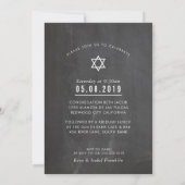 Invitation BARRE PHOTO MITZVAH moderne gris tableau noir or (Dos)